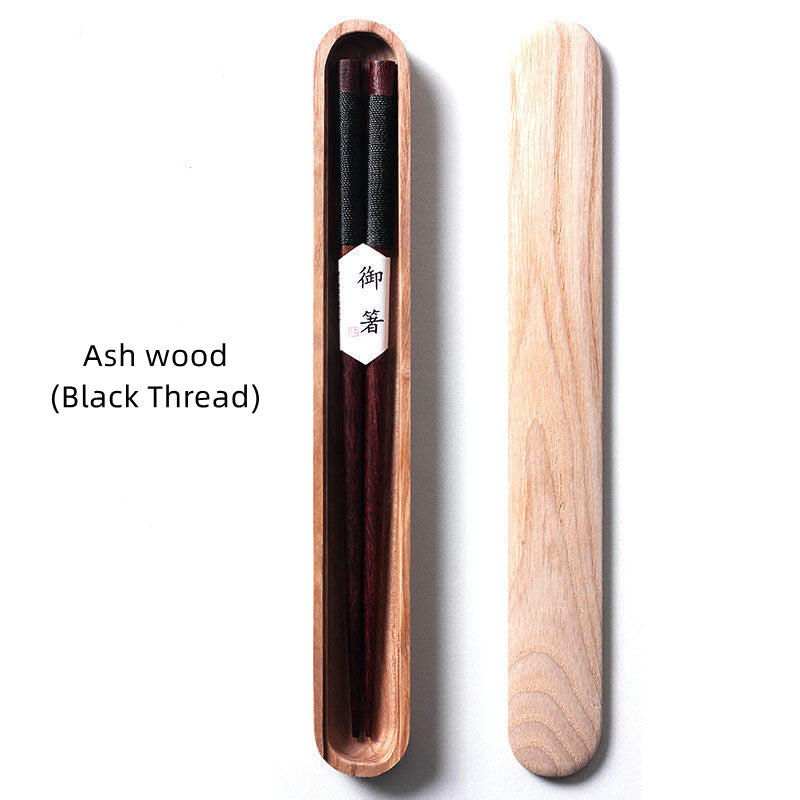 Essstäbchen Schwarz Walnussholz Handgemacht Japan Dekoratives Seil Holz-Geschenkbox | Restfield