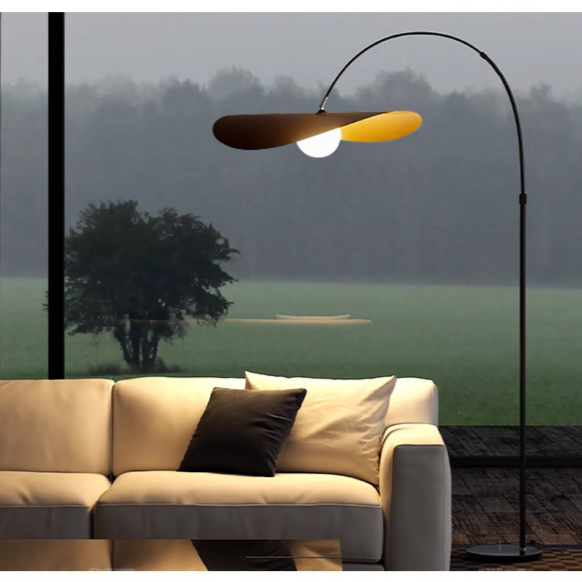 Bogen-Stehleuchte LED Eisen Acryl Schwarz Wohnzimmer Leseecke Stehlampe Minimalistisch Wabi Sabi Bogenlampe Modernes Interieur | Restfield