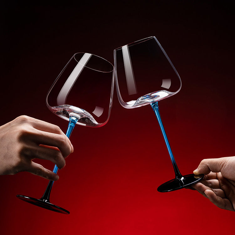 Weinglas Blauer Stiel Bordeaux Karaffen-Set Handbemaltes Glas Tafelaufsatz Wein | Restfield