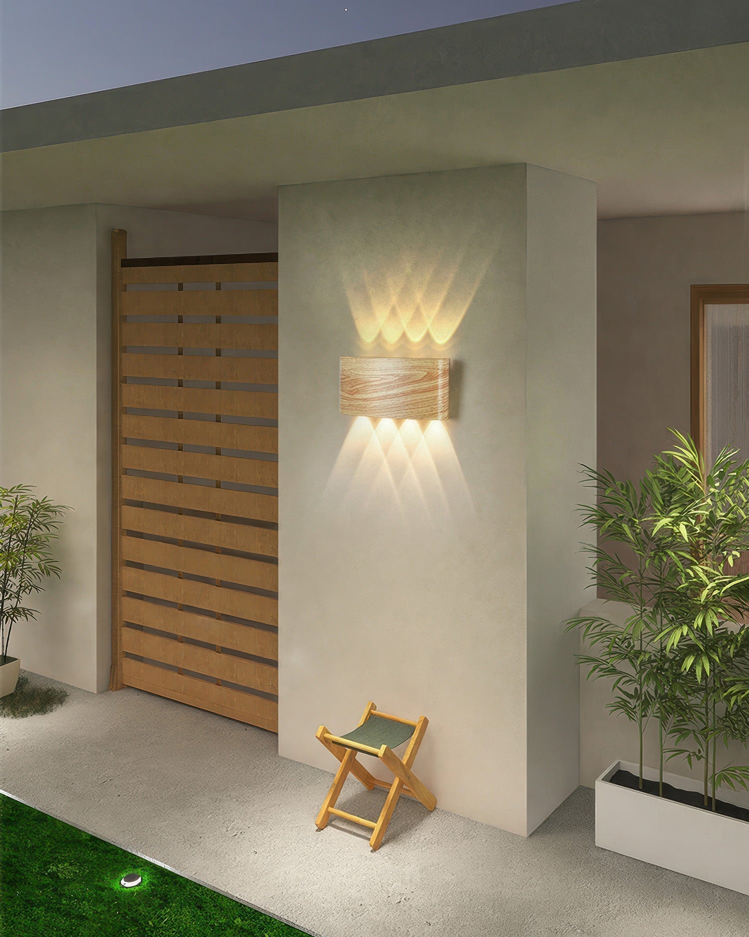 Wandlamp LED houtlook 10W warm wit 3000K binnen buiten IP65 wandverlichting modern design | Sansoti