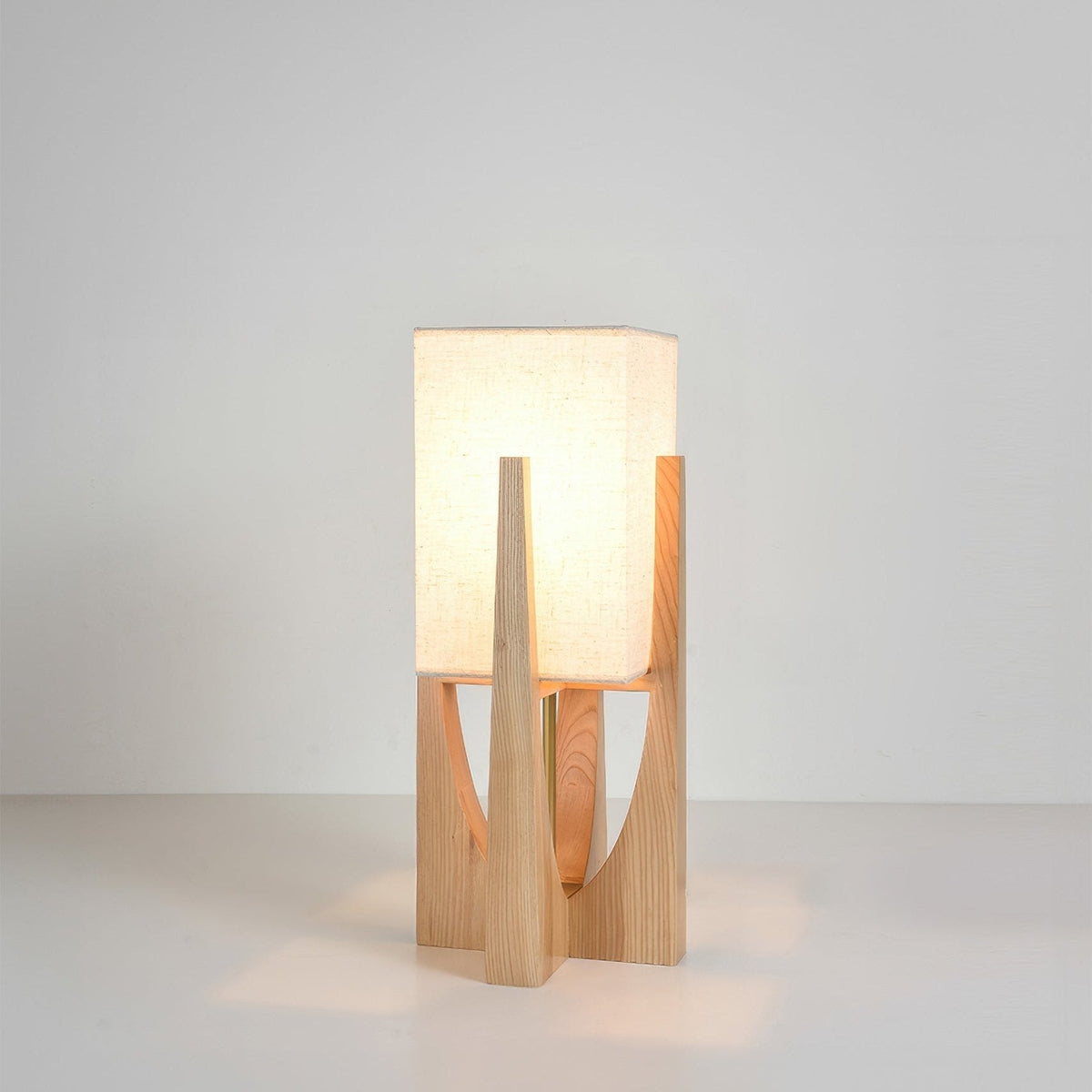 Japanische Stehlampe Stoff und Holz | Natürliches warmes Stimmungslicht Wohnzimmer Schlafzimmer Leseecke Design | Sansoti