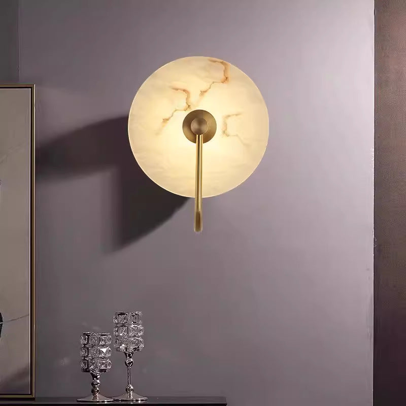 Wandleuchte Marmor LED Rund Alabaster Gold Minimalistisch Luxus Wohnzimmer Schlafzimmer | Restfield