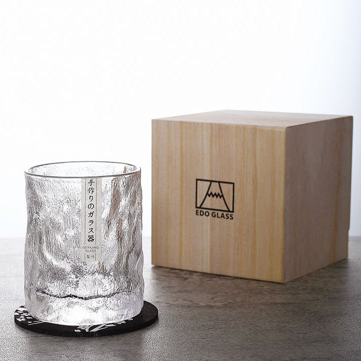Geometrisch Geslepen Whiskyglas 300ml Transparant met Houten Cadeaubox en Onderzetter – Handgemaakt Kristalglas voor Premium Spirits | Sansoti
