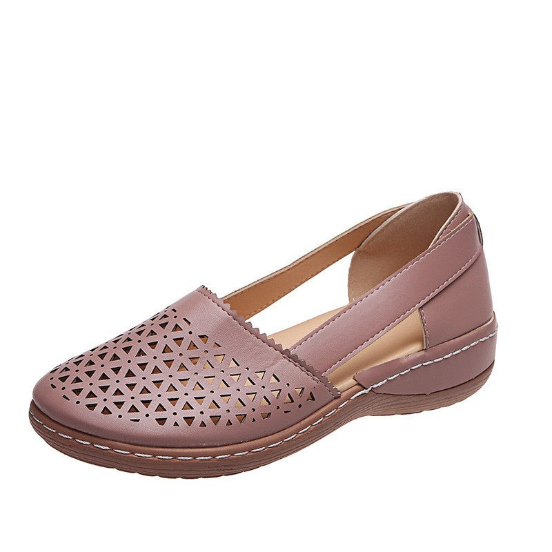 Zachte Damesschoenen Comfortabel Platte Zool Ademend Lichtgewicht Leren Instappers | Sansoti