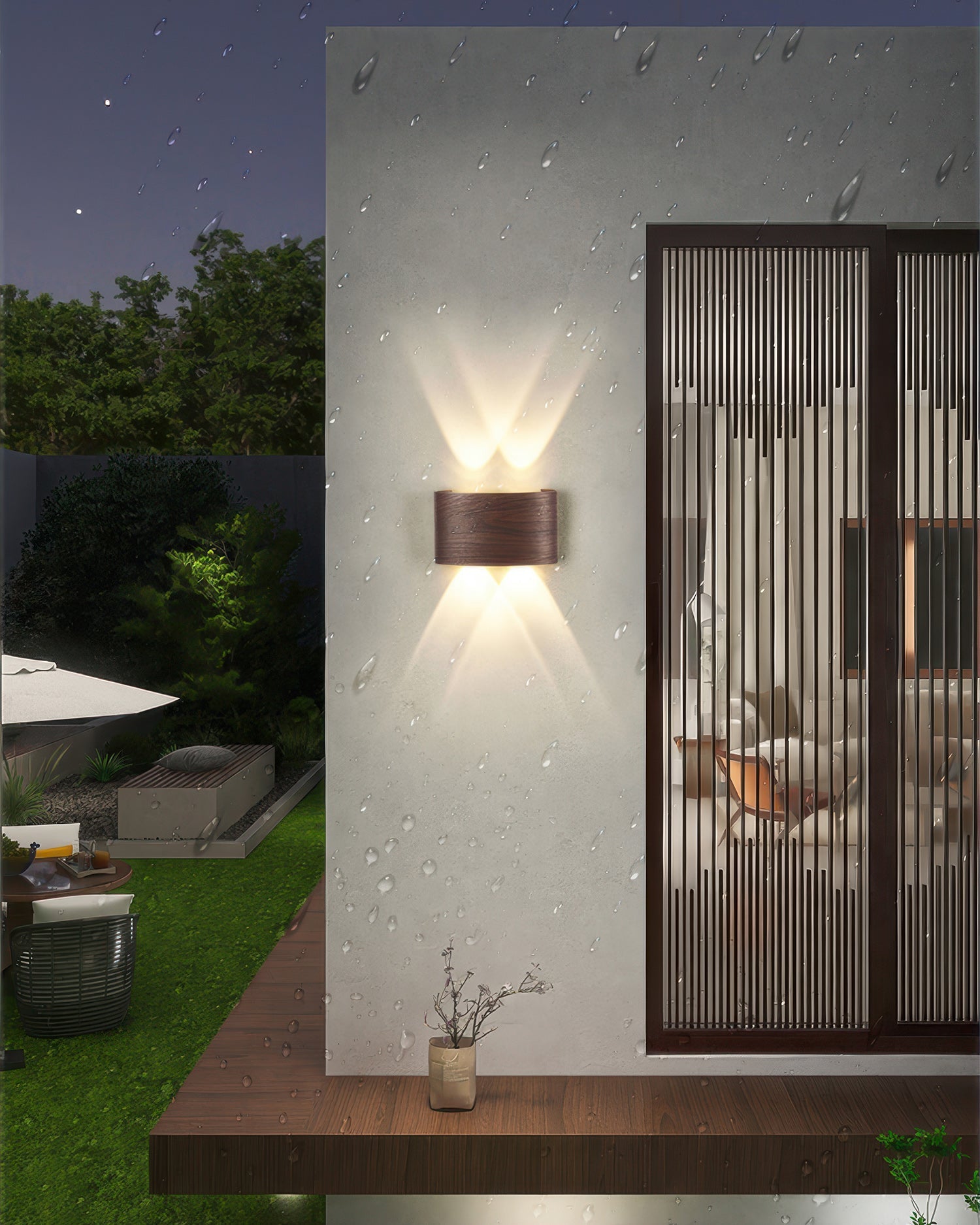 Wandlamp LED houtlook 10W warm wit 3000K binnen buiten IP65 wandverlichting modern design | Sansoti