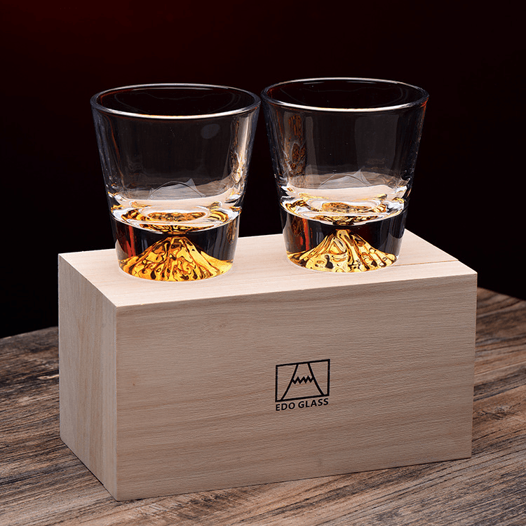 Whiskeyglas Edo Kiriko Handgemaakt Japans Kristal Set Houten Geschenkdoos Chamvin | Sansoti
