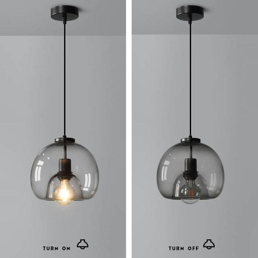 Hanglamp Rookglas Bol E27 25cm Eetkamer Slaapkamer Bar Industrieel Glazen Pendellamp Smoke Grijs Plafondlamp | Sansoti