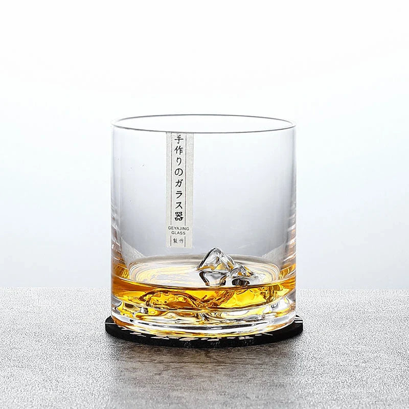 Japans Whiskeyglas met IJsberg Reliëf 300ml Hittebestendig Glas Handgemaakt Tumbler voor Whisky en Cocktails Premium Drinkglas in Houten Geschenkdoos Scandinavische Barware | Sansoti