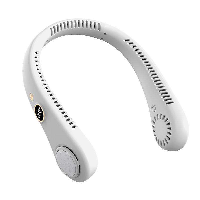 Draagbare oplaadbare nekventilator met 3 snelheden, led-display en handsfree koeling voor sport, buitengebruik en reizen | Sansoti