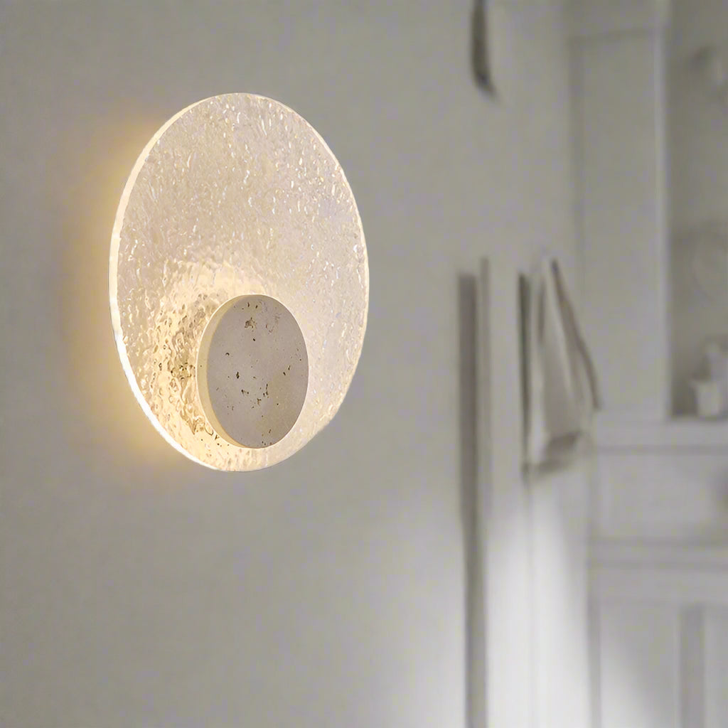 Wandlamp Travertijn Acryl Rond LED Minimalistisch Japandi Ø30 Slaapkamer Hal | Sansoti