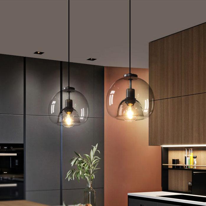 Hanglamp Rookglas Bol E27 25cm Eetkamer Slaapkamer Bar Industrieel Glazen Pendellamp Smoke Grijs Plafondlamp | Sansoti