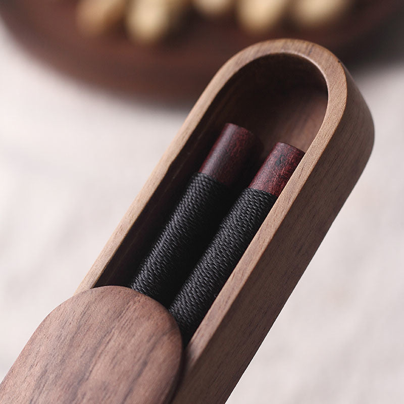 Essstäbchen Schwarz Walnussholz Handgemacht Japan Dekoratives Seil Holz-Geschenkbox | Restfield