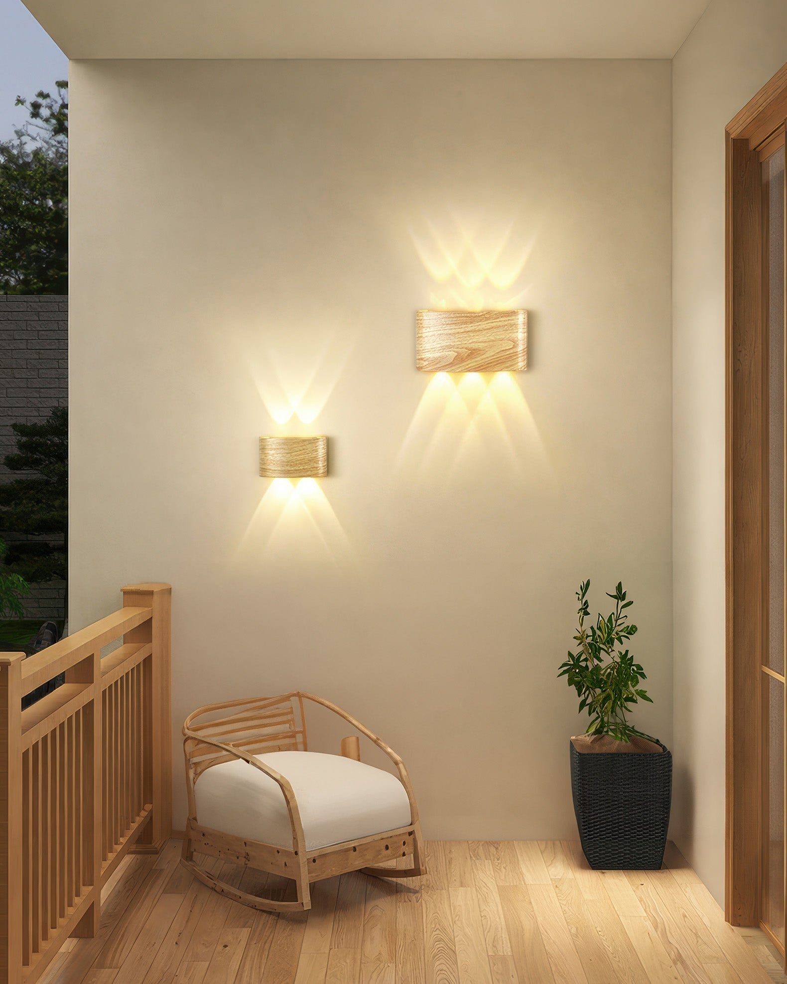 Wandlamp LED houtlook 10W warm wit 3000K binnen buiten IP65 wandverlichting modern design | Sansoti
