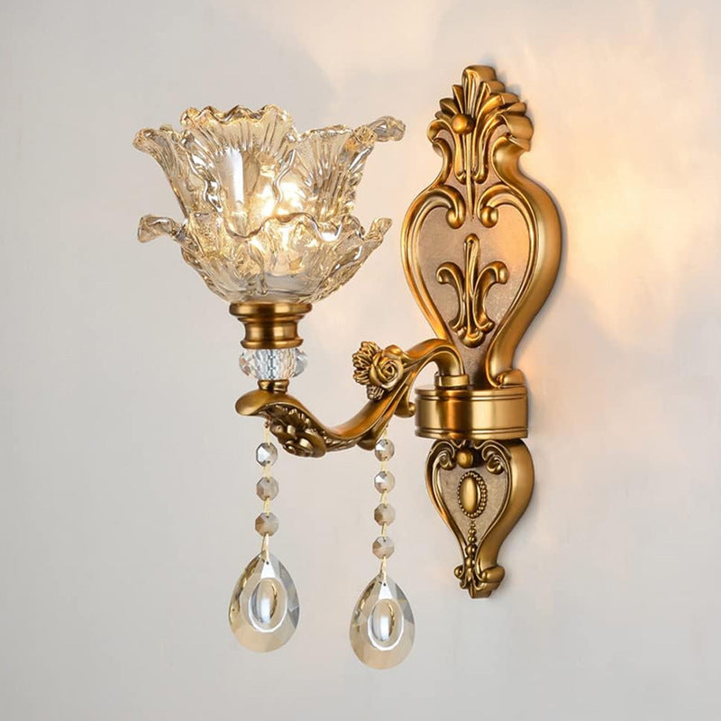 Vintage Wandleuchte Gold Glas Doppel Klassisch Warmweißes Licht Innenwandleuchte E14 Schlafzimmer Wohnzimmer Flur Dekorative Beleuchtung Wandleuchte | Sansoti