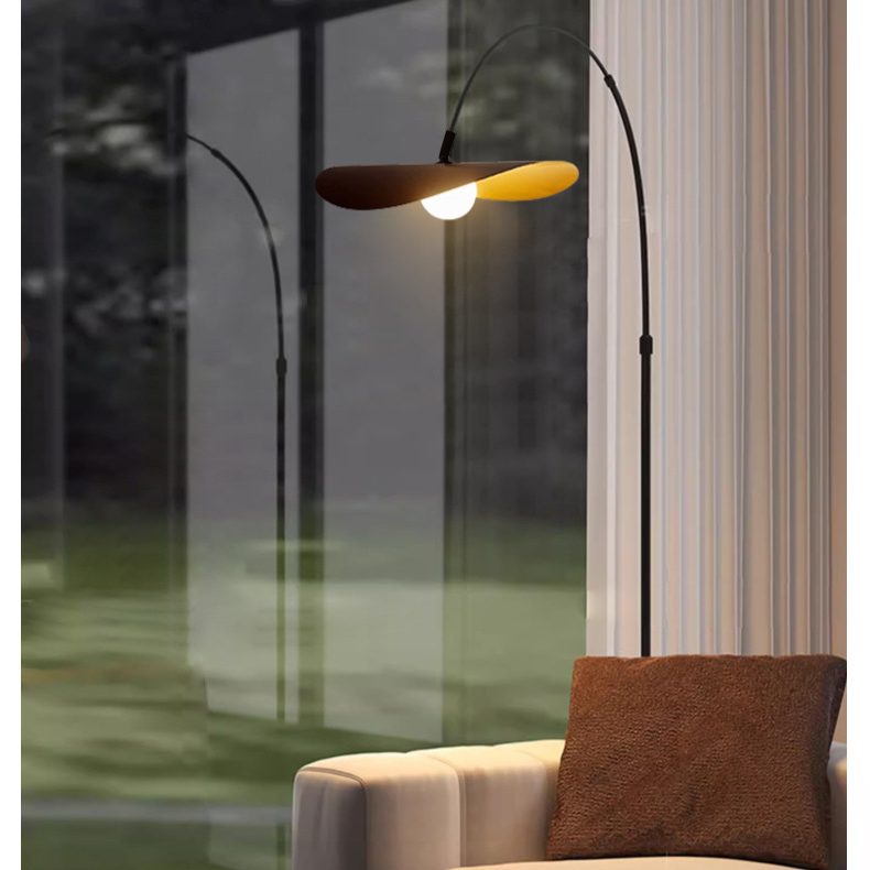 Bogen-Stehleuchte LED Eisen Acryl Schwarz Wohnzimmer Leseecke Stehlampe Minimalistisch Wabi Sabi Bogenlampe Modernes Interieur | Restfield