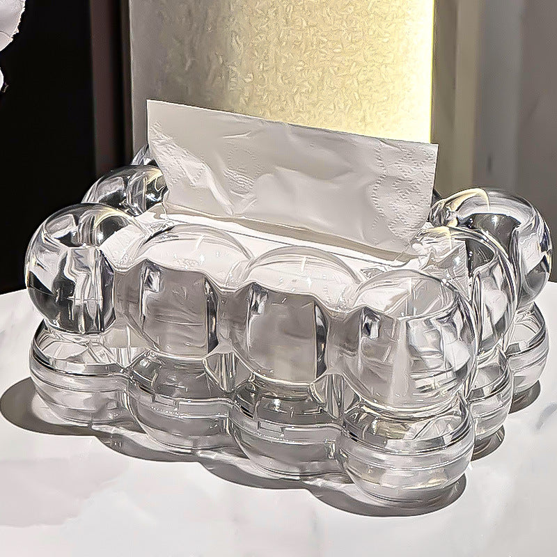 Ronde Acryl Tissuebox Transparant Sculptuurvorm Woonkamer Slaapkamer Kantoor Decoratief Interieurobject | Sansoti