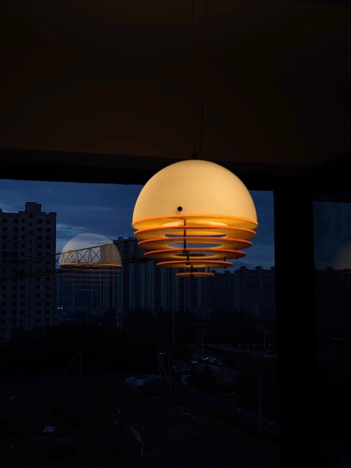Stijlvolle Hanglamp Bauhaus Design Oranje-Wit Sfeerverlichting voor Moderne Interieurs | Sansoti