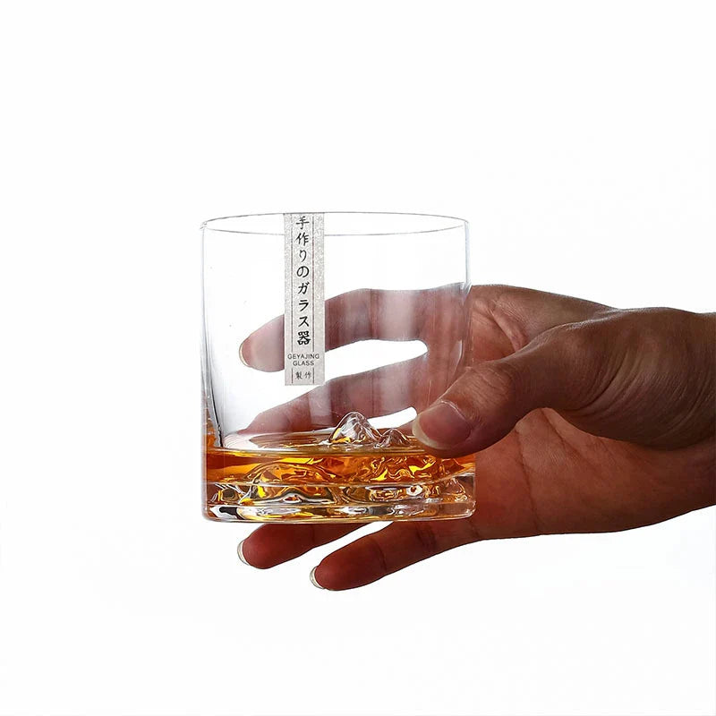 Japans Whiskeyglas met IJsberg Reliëf 300ml Hittebestendig Glas Handgemaakt Tumbler voor Whisky en Cocktails Premium Drinkglas in Houten Geschenkdoos Scandinavische Barware | Sansoti