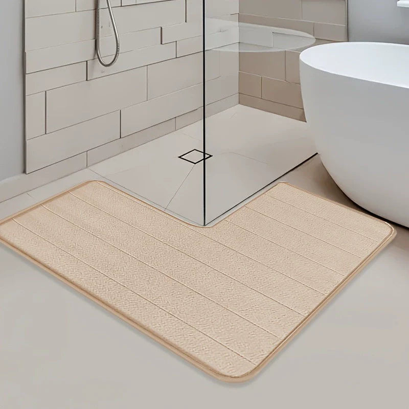L-Vormige Badmat Antislip Wasbaar Zachte Badkamermat Grijs Zwart Beige Blauw | Sansoti