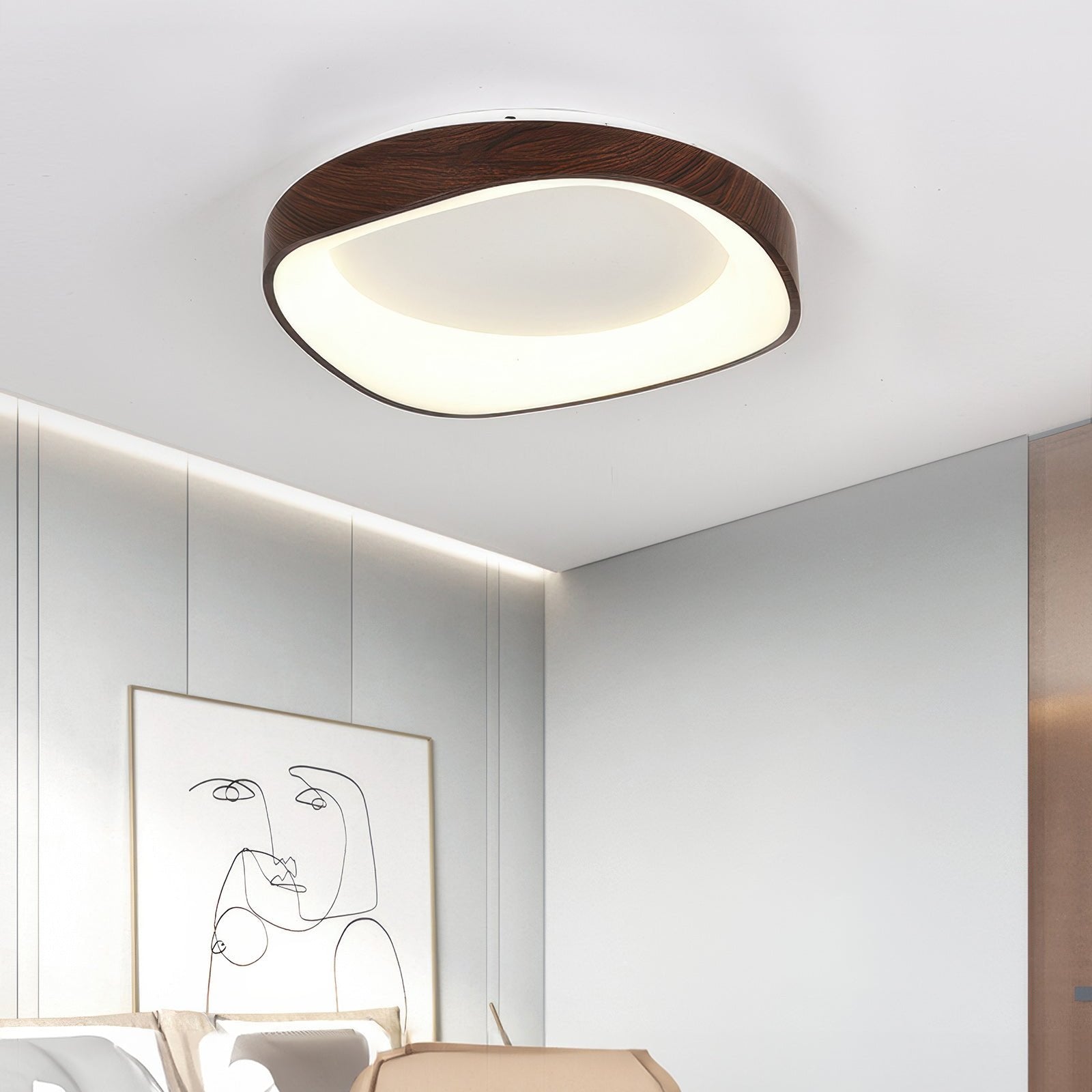 Plafonnier LED Effet bois Scandinave Acrylique Fer Salon Chambre 40 50 60cm | Restfield
