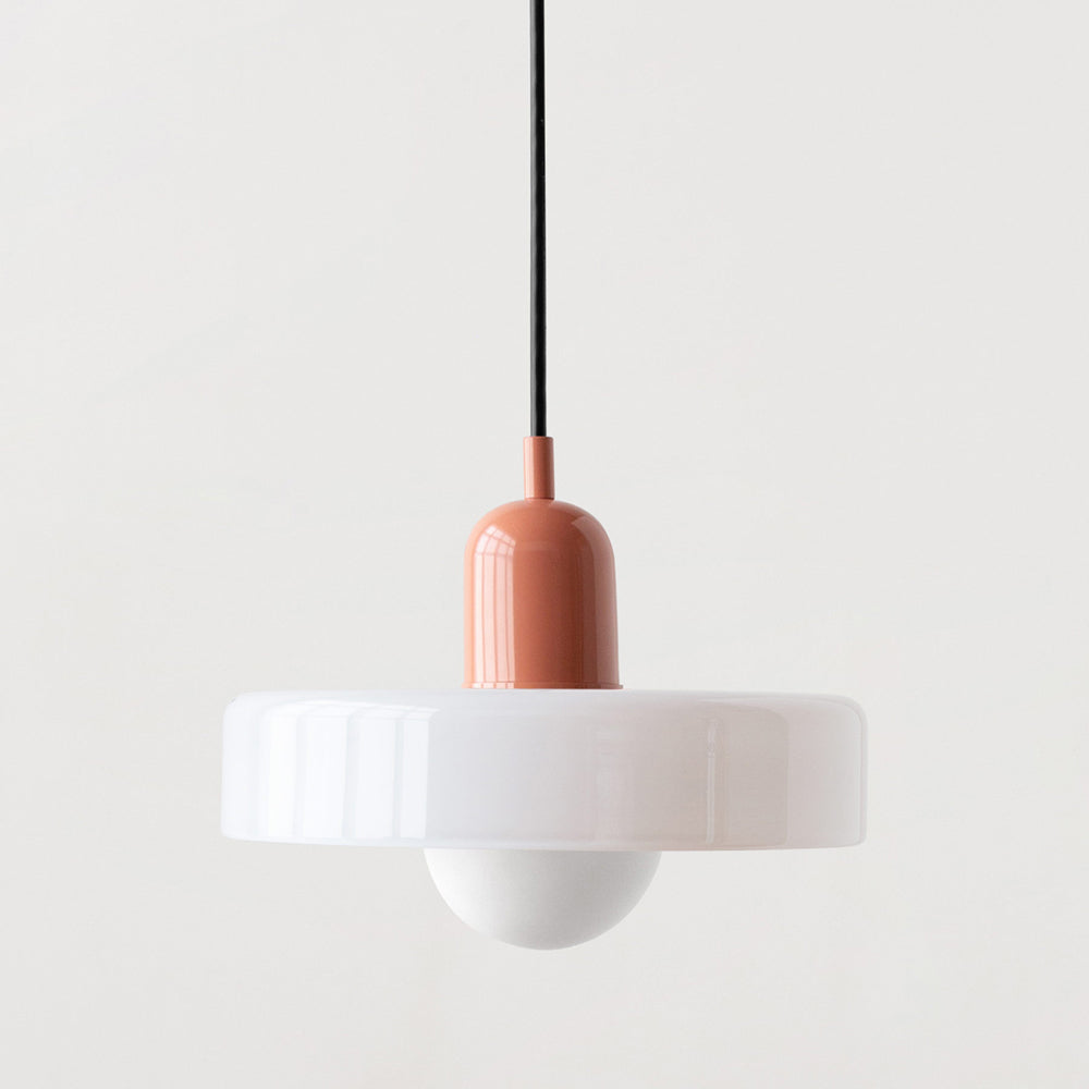 Glazen Hanglamp Bauhausstijl Gekleurd Glas Rond Ø25-35cm E27 Verstelbaar Eettafel Plafondlamp Retro Design | Sansoti
