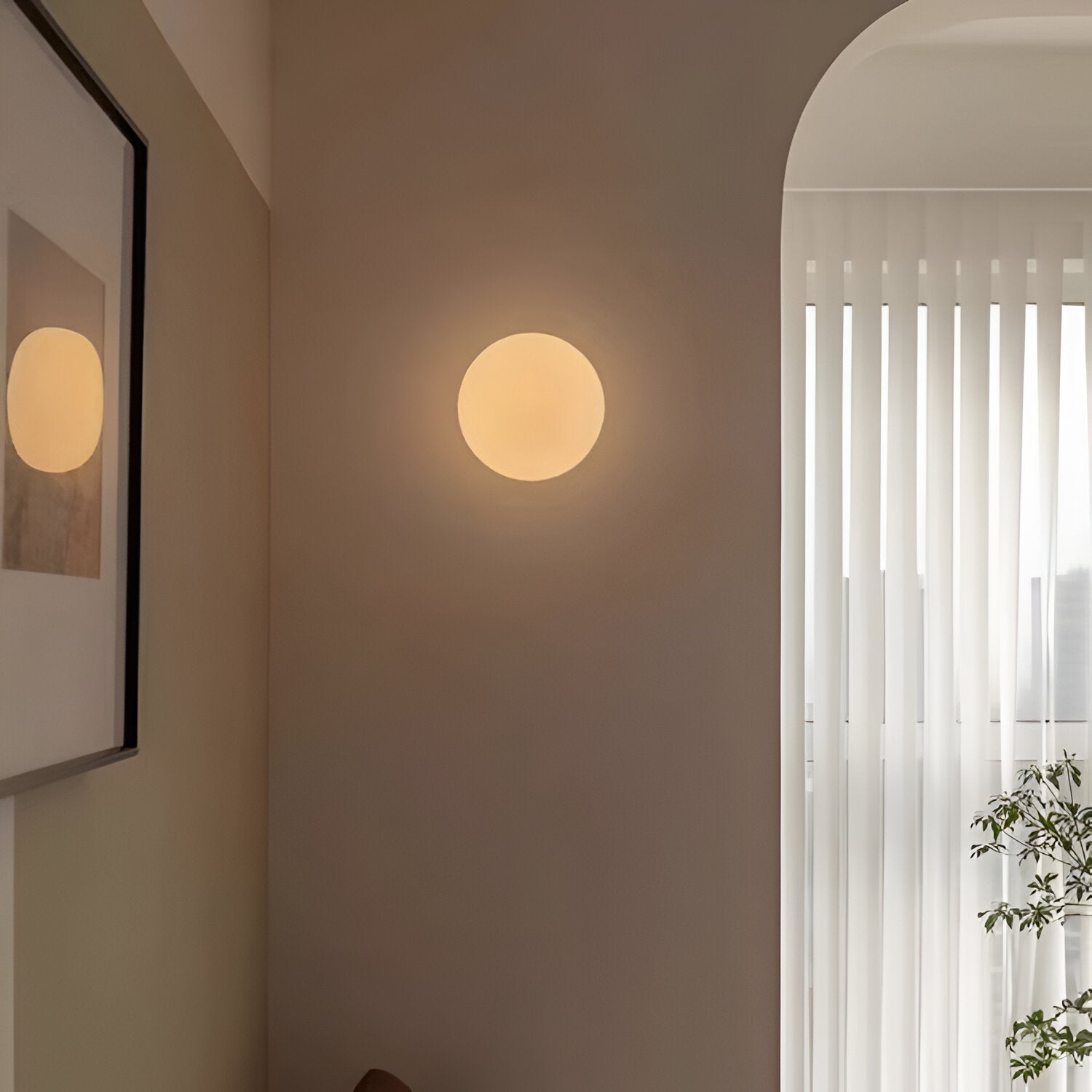 Wandlamp Rond Gesatineerd Glas Minimalistisch Japandi Ø12 Ø20 Slaapkamer Hal | Sansoti