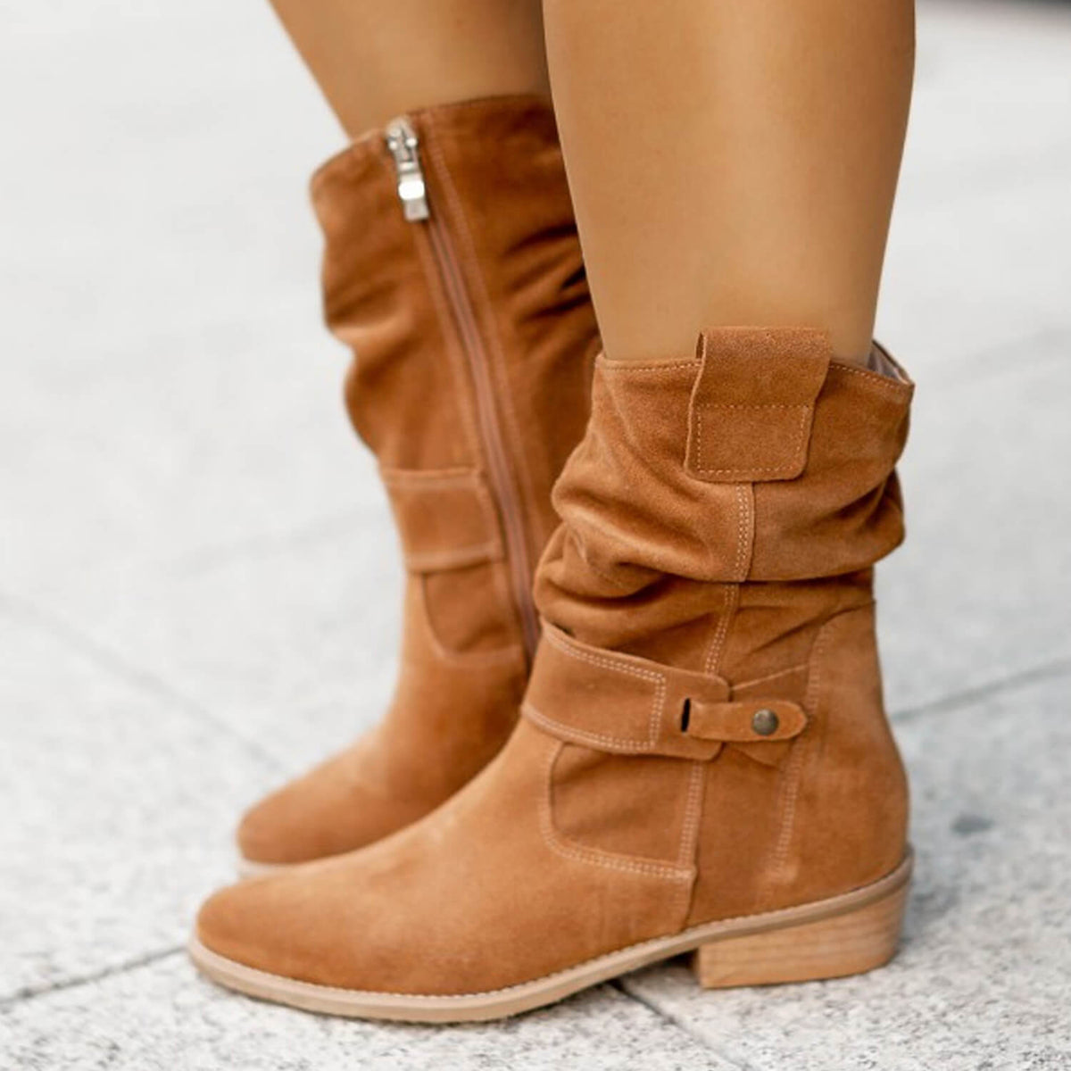 Bottines pour femme aspect daim, semelle souple antidérapante, talon de 3 cm, confortables, automne-hiver, usage quotidien | Sansoti