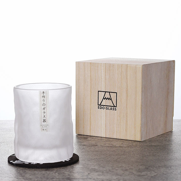 Whiskeyglas Edo Kiriko Glacier Japanisches handgeschliffenes Kristall mit Geschenkbox aus Holz | Restfield