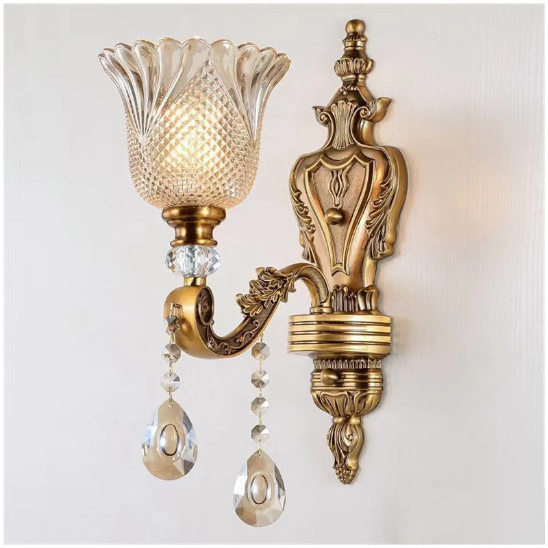 Vintage Wandleuchte Gold Glas Doppel Klassisch Warmweißes Licht Innenwandleuchte E14 Schlafzimmer Wohnzimmer Flur Dekorative Beleuchtung Wandleuchte | Sansoti