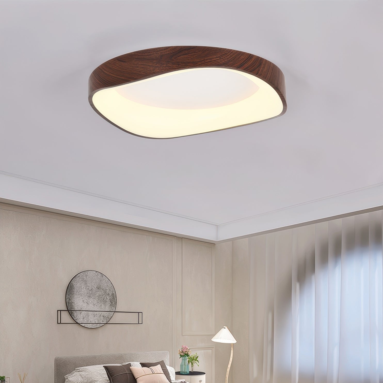 Plafonnier LED Effet bois Scandinave Acrylique Fer Salon Chambre 40 50 60cm | Restfield