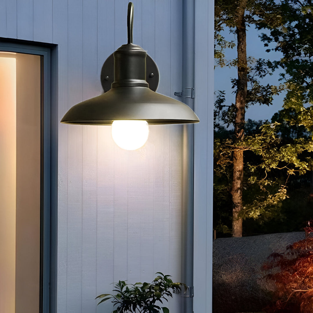 Applique Extérieure Murale Industrielle Vintage Fer Noir 37cm LED | Restfield