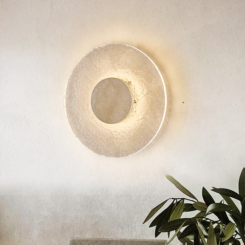 Wandlamp Travertijn Acryl Rond LED Minimalistisch Japandi Ø30 Slaapkamer Hal | Sansoti