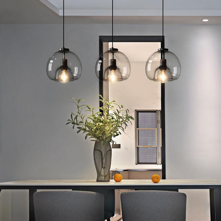 Hanglamp Rookglas Bol E27 25cm Eetkamer Slaapkamer Bar Industrieel Glazen Pendellamp Smoke Grijs Plafondlamp | Sansoti