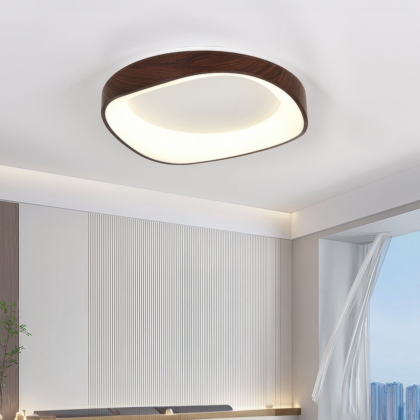 Plafonnier LED Effet bois Scandinave Acrylique Fer Salon Chambre 40 50 60cm | Restfield