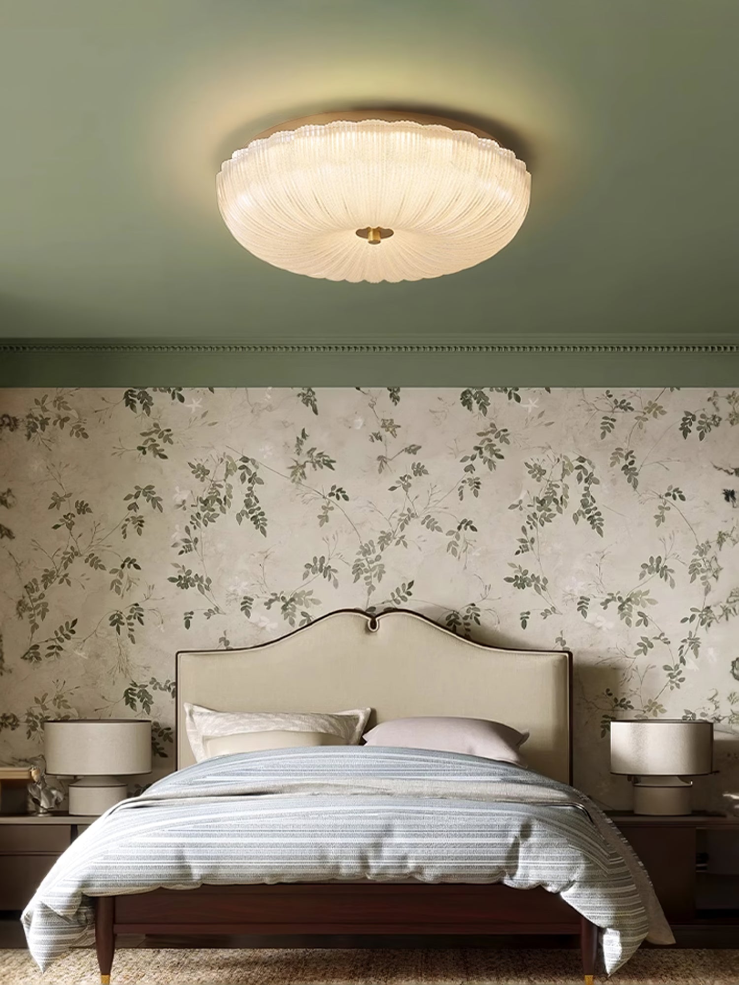 Glazen Plafondlamp met Geribbelde Textuur – Warm Dimbaar Licht voor Slaapkamer en Woonkamer – ø 20 tot 50 cm | Sansoti
