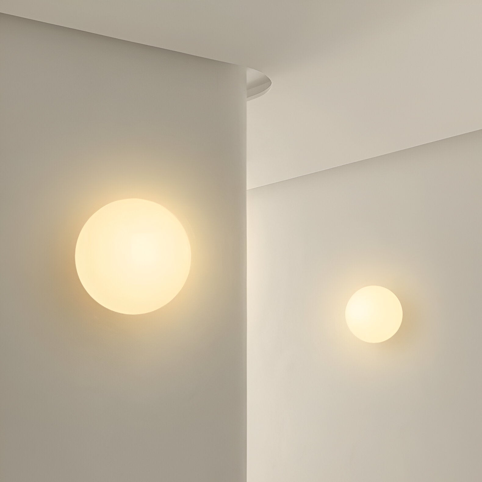 Wandlamp Rond Gesatineerd Glas Minimalistisch Japandi Ø12 Ø20 Slaapkamer Hal | Sansoti