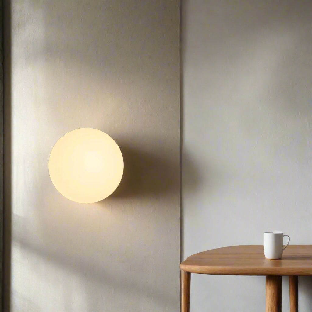 Wandlamp Rond Gesatineerd Glas Minimalistisch Japandi Ø12 Ø20 Slaapkamer Hal | Sansoti
