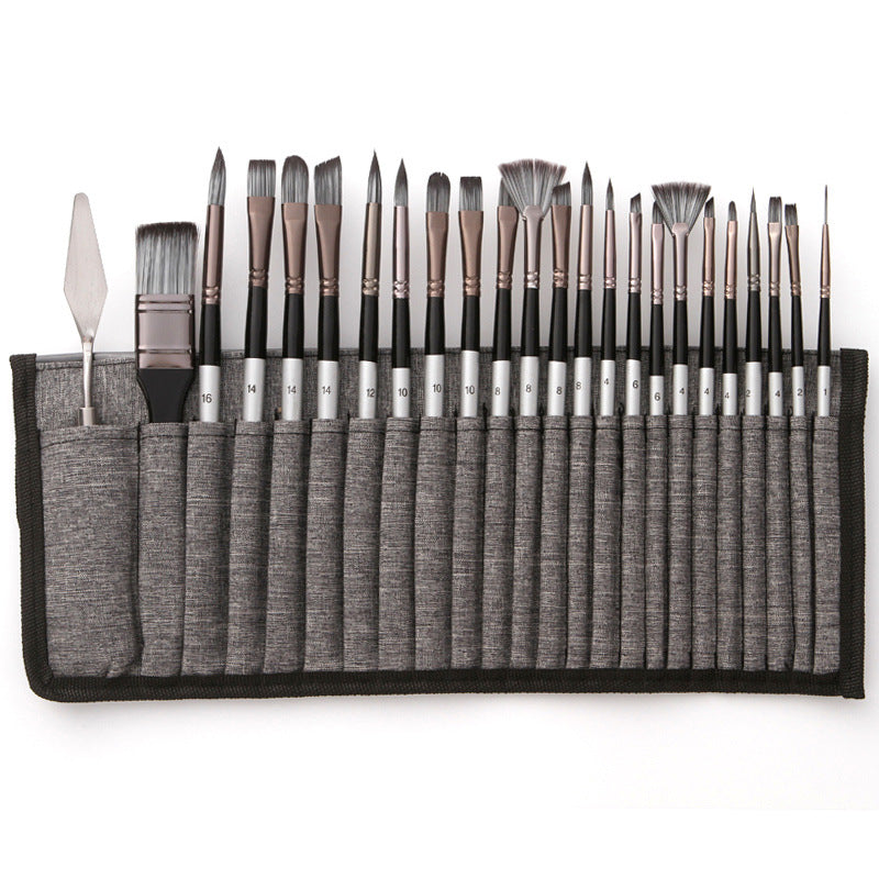 Pinselset 24-teilig mit Palettenmesser Nylonpinsel für Acryl-, Aquarell- und Ölfarben Hobby Kreatives Malen | Sansoti