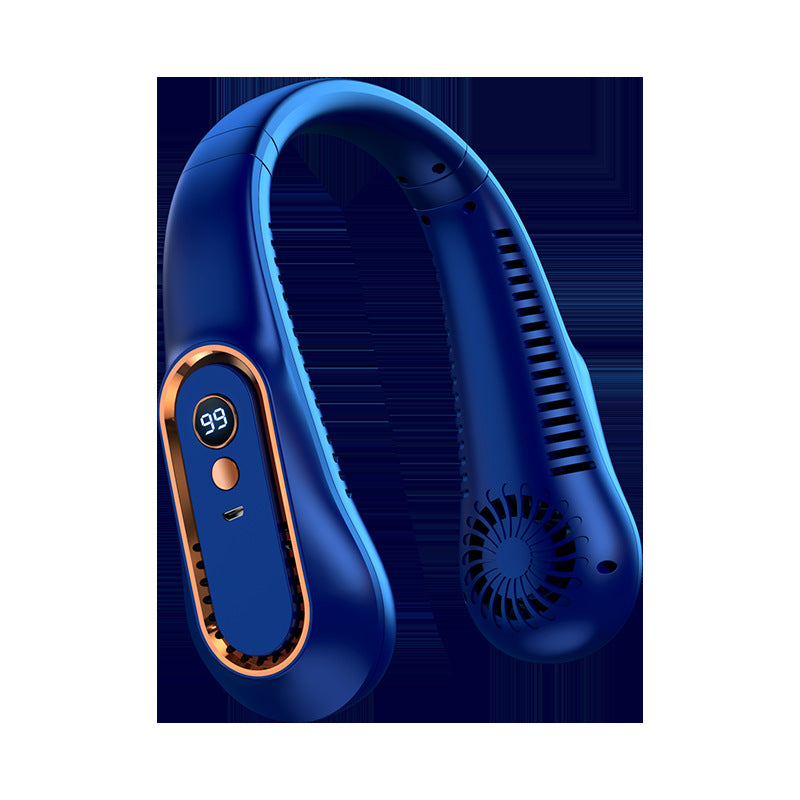 Draagbare Nekventilator met Digitaal Display Groen Wit Blauw Handsfree USB Oplaadbaar Mobiele Koeling | Sansoti