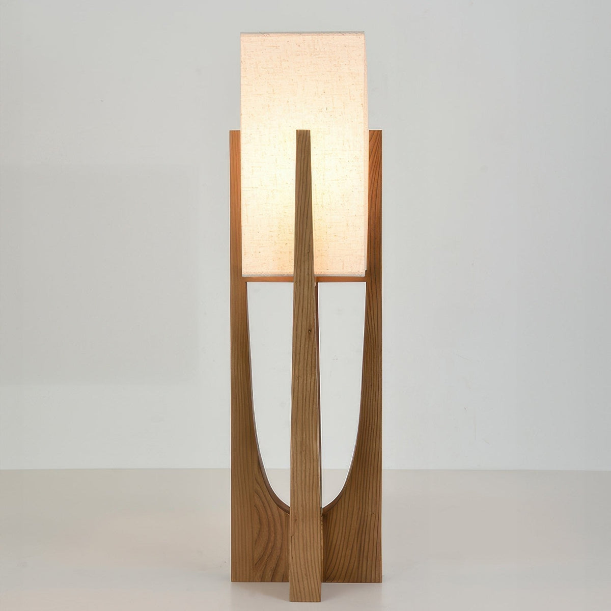 Japanische Stehlampe Stoff und Holz | Natürliches warmes Stimmungslicht Wohnzimmer Schlafzimmer Leseecke Design | Sansoti