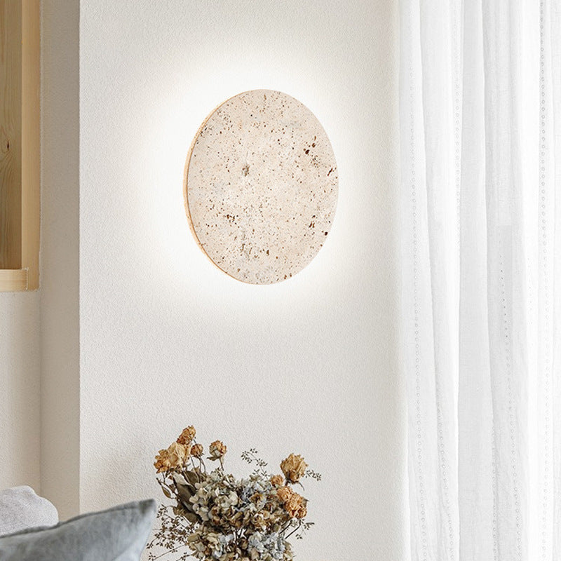 Wandlamp Travertin Rond LED Modern Natuursteen Ø23 Ø30 | Sansoti