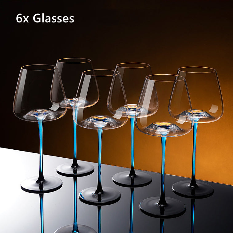 Weinglas Blauer Stiel Bordeaux Karaffen-Set Handbemaltes Glas Tafelaufsatz Wein | Restfield