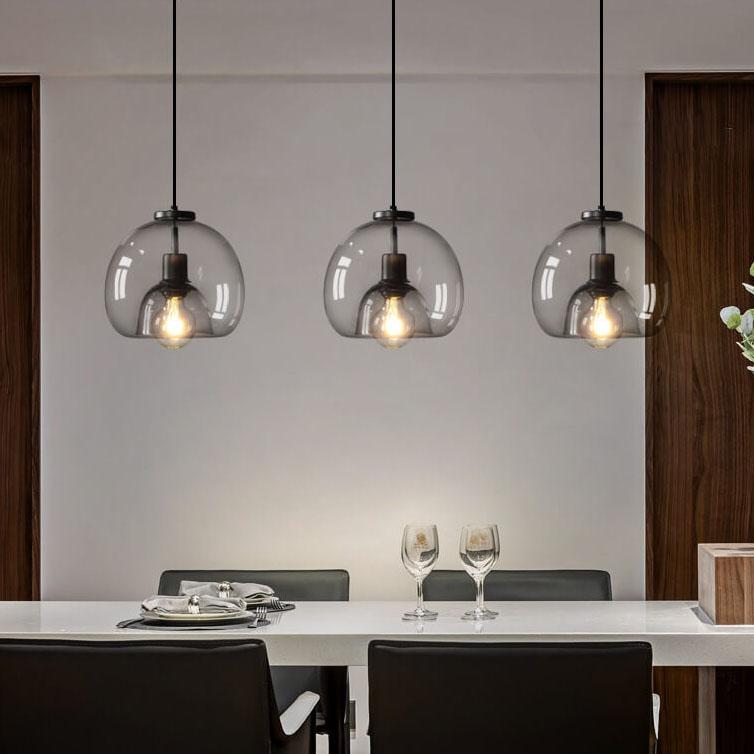 Hanglamp Rookglas Bol E27 25cm Eetkamer Slaapkamer Bar Industrieel Glazen Pendellamp Smoke Grijs Plafondlamp | Sansoti