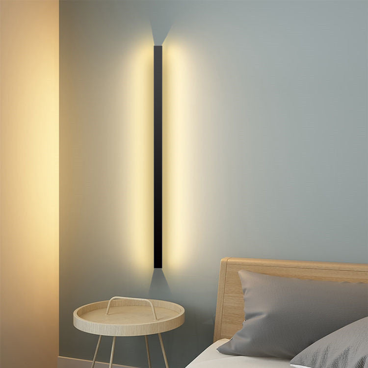 Aluminum Waterproof Outdoor Wall Lamp Linear LED Sleek Design Black Chrome Garden Veranda Garage Ambient Light 40-240cm | Sansoti