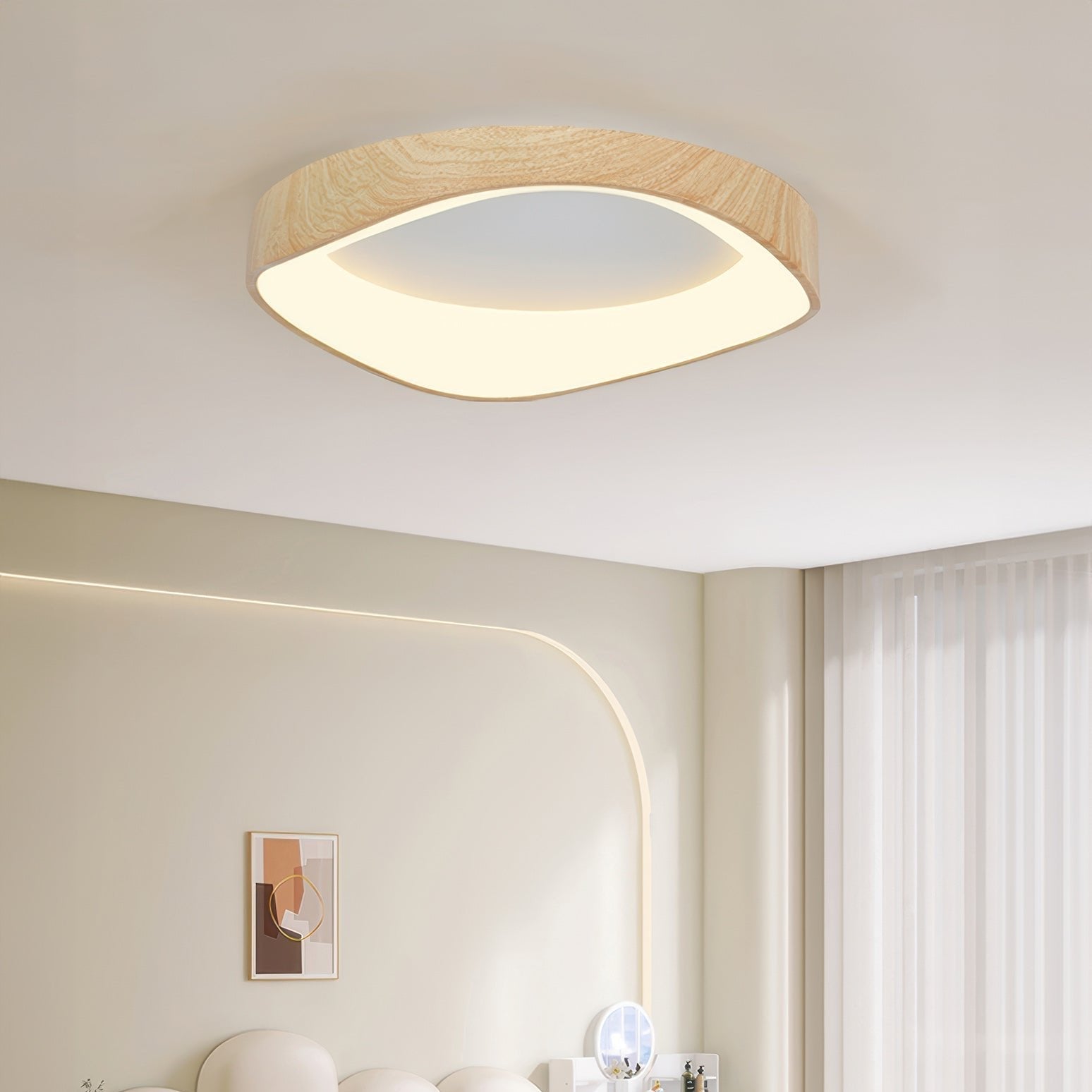 Plafonnier LED Effet bois Scandinave Acrylique Fer Salon Chambre 40 50 60cm | Restfield
