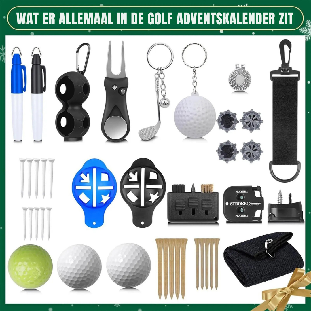 Adventskalender met 24 Golfaccessoires voor Liefhebbers Verrassing Elke Dag Kerst Golfcadeau Kalender | Sansoti