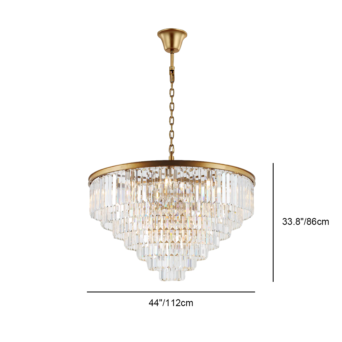 Lustre en cristal à plusieurs niveaux, rond, doré, noir et nickel, pour salon, salle à manger et chambre, hauteur réglable | Sansoti