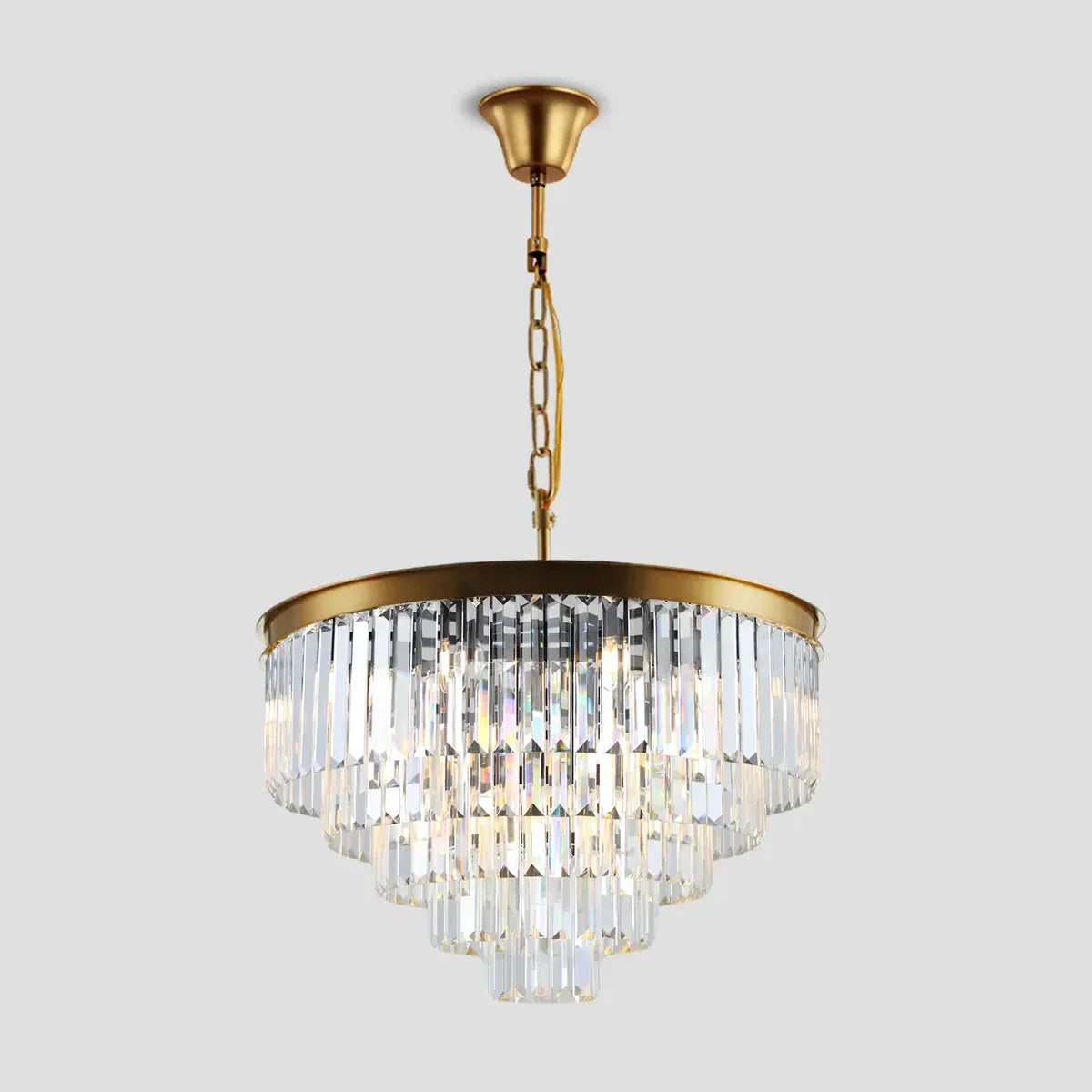 Lustre en cristal à plusieurs niveaux, rond, doré, noir et nickel, pour salon, salle à manger et chambre, hauteur réglable | Sansoti
