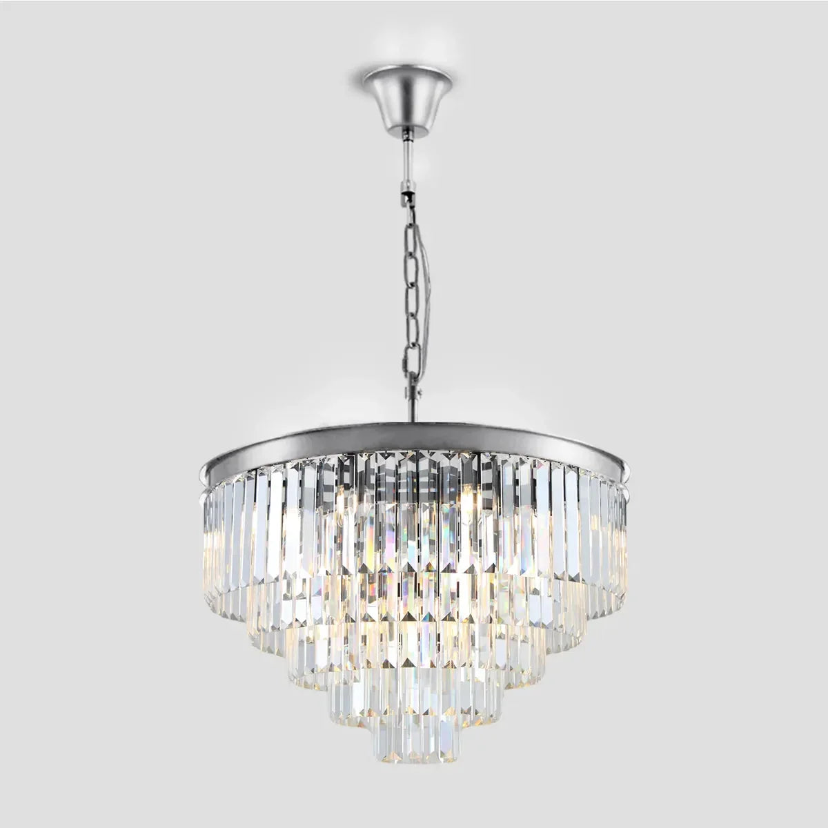 Lustre en cristal à plusieurs niveaux, rond, doré, noir et nickel, pour salon, salle à manger et chambre, hauteur réglable | Sansoti
