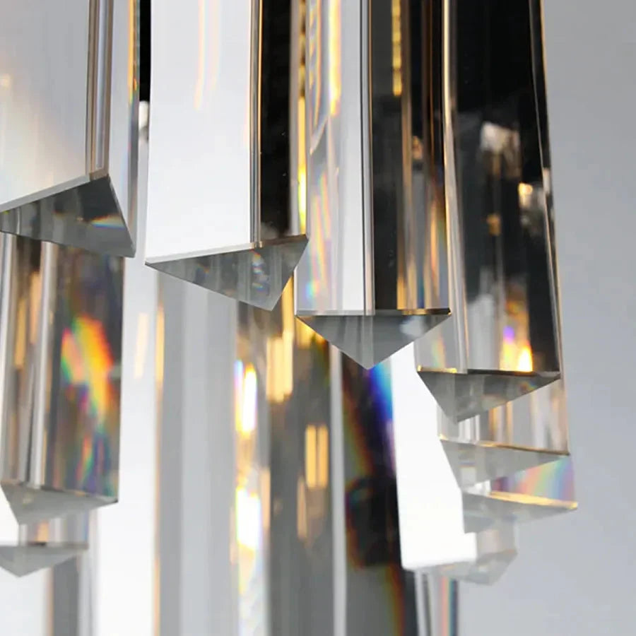 Lustre en cristal à plusieurs niveaux, rond, doré, noir et nickel, pour salon, salle à manger et chambre, hauteur réglable | Sansoti